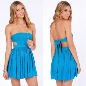 Cotton Candy Sweet Little Ties Strapless Blue Dress‎ Size Medium